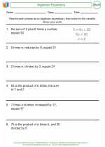 Mathematics - Seventh Grade - Activity Lesson: Algebraic Equations