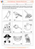 English Language Arts - Third Grade - Activity Lesson: Vowel Dipthongs - Halloween Word Cards