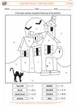 English Language Arts - Kindergarten - Worksheet: Haunted House - Color the Letters