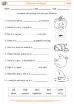 English Language Arts - Fourth Grade - Worksheet: Halloween Analogies