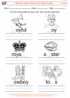 English Language Arts - Third Grade - Vowel Diphthongs - Worksheet: Missing Letters (Words with Dipthong oy)