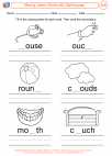 English Language Arts - Third Grade - Vowel Diphthongs - Worksheet: Missing Letters (Words with Dipthong ou)