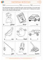 English Language Arts - Third Grade - Worksheet: Vowel Dipthongs - au Word Cards