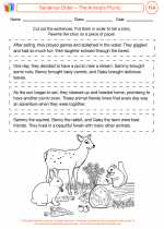 English Language Arts - Third Grade - Worksheet: Sentence Order - The Animal's Picnic