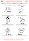 English Language Arts - Third Grade - Vowel Diphthongs - Worksheet: Missing Letters (Words with Dipthong ow)