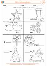 English Language Arts - First Grade - Worksheet: Fill in the Missing Letters