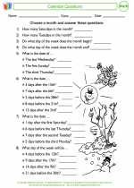 Mathematics - Second Grade - Worksheet: Calendar Questions