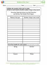 Mathematics - Second Grade - Worksheet: Months of the Year