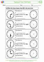 Mathematics - Second Grade - Worksheet: Passing of Time - Half Hours