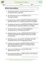 Mathematics - Third Grade - Worksheet: Time Between Problems