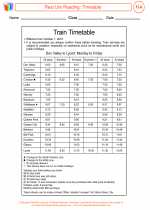 English Language Arts - Fifth Grade - Activity Lesson: Train Timetable