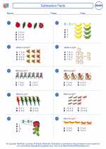 subtraction facts first grade math worksheets and answer keys study guides and vocabulary sets