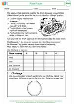 Mathematics - Third Grade - Worksheet: Pizza Puzzle