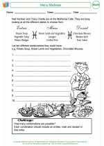 Mathematics - Third Grade - Worksheet: Menu Madness