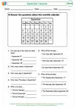 Mathematics - Fourth Grade - Activity Lesson: September Calendar