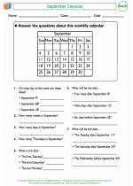 Mathematics - Fourth Grade - Activity Lesson: September Calendar