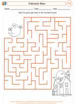 English Language Arts - First Grade - Worksheet: Halloween Maze