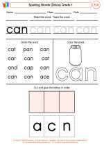 English Language Arts - First Grade - Worksheet: Spelling Words (Dolce)