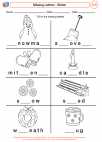 English Language Arts - First Grade - Spelling - Worksheet: Missing Letters - Winter