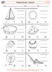 English Language Arts - First Grade - Ending Sounds - Worksheet: Ending Sounds - Summer