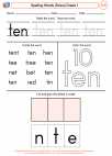 English Language Arts - First Grade - Spelling - Worksheet: Spelling Words (Dolce)