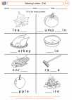 English Language Arts - First Grade - Spelling - Worksheet: Missing Letters - Fall