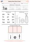 English Language Arts - First Grade - Spelling - Worksheet: Spelling Words (Dolce)