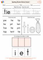 English Language Arts - First Grade - Worksheet: Spelling Words (Dolce)