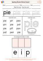 English Language Arts - First Grade - Worksheet: Spelling Words (Dolce)