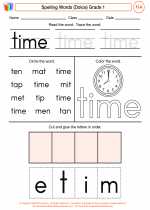 English Language Arts - First Grade - Worksheet: Spelling Words (Dolce)