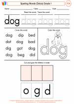 English Language Arts - First Grade - Worksheet: Spelling Words (Dolce)