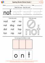 English Language Arts - First Grade - Worksheet: Spelling Words (Dolce)