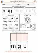 English Language Arts - First Grade - Worksheet: Spelling Words (Dolce)