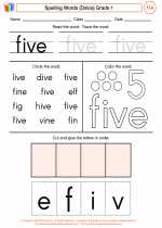 English Language Arts - First Grade - Worksheet: Spelling Words (Dolce)