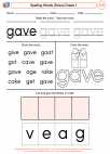 English Language Arts - First Grade - Spelling - Worksheet: Spelling Words (Dolce)