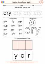 English Language Arts - First Grade - Worksheet: Spelling Words (Dolce)