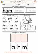 English Language Arts - First Grade - Worksheet: Spelling Words (Dolce)