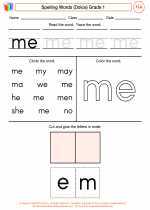 English Language Arts - First Grade - Worksheet: Spelling Words (Dolce)