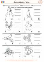 English Language Arts - First Grade - Worksheet: Beginning Letters - Winter