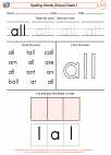 English Language Arts - First Grade - Spelling - Worksheet: Spelling Words (Dolce)