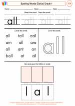 English Language Arts - First Grade - Worksheet: Spelling Words (Dolce)