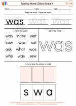 English Language Arts - First Grade - Worksheet: Spelling Words (Dolce)