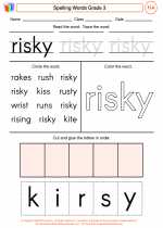 English Language Arts - Third Grade - Worksheet: Spelling Words