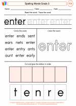 English Language Arts - Third Grade - Worksheet: Spelling Words