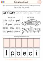 English Language Arts - Third Grade - Worksheet: Spelling Words