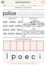 English Language Arts - Third Grade - Worksheet: Spelling Words