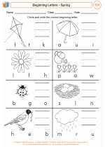 English Language Arts - First Grade - Worksheet: Beginning Letters - Spring