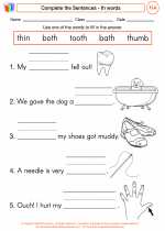 English Language Arts - First Grade - Worksheet: Complete the Sentences