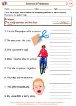 English Language Arts - Third Grade - Worksheet: Subjects & Predicates