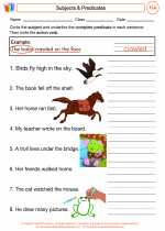 English Language Arts - Third Grade - Worksheet: Subjects & Predicates